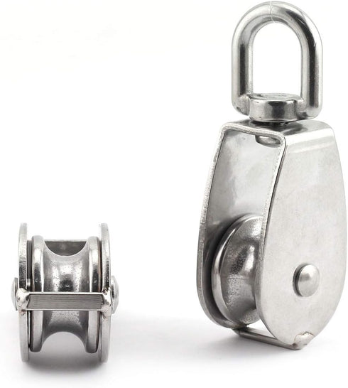 3-Pack M20 Single Pulley Block Heavy Duty Stainless Steel Hardware, Fixed Pulley for Wire Rope Loading 75kg