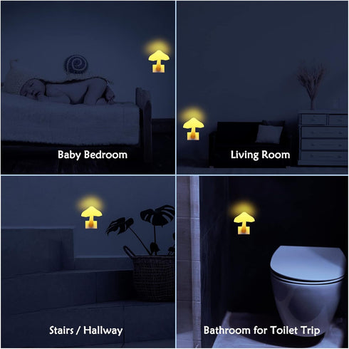 iBetterLife Sensor LED Mushroom Night Light Plug-in Wall Dream Bed Room Nightlight for Adults Kids Cute Mushroom Lamp