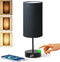KPQ Bedside Lamp Touch Control Table Lamp with USB A+C Charging Ports &
