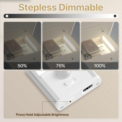8inch 3 Dimmable, Closet Counter 2 Pack ORALUCE Under Cabinet Lighting Rechargeable Magnetic, LED Motion Sensor Light