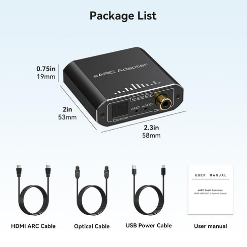 192KHZ VPFET HDMI eARC Audio Extractor Only Work for HDTV ARC/eARC Audio Adapter Converter HDTV Audio Transmitted via