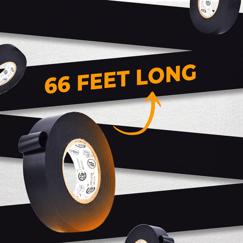 WOD ETC766MS Black Electrical Tape, 4 inch x 66 ft, UL/CSA/CE Listed, Rated up to 600V and 176°F