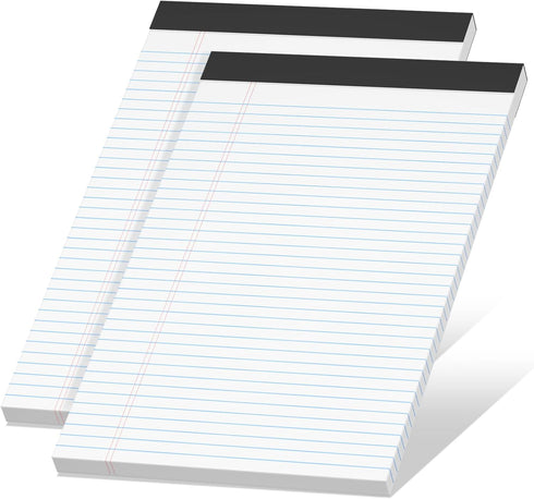 Legal Pads 8.5 x 11 inch Notepad, 2 Pack White Note Pads, 30 Sheets Per Writing Pad, College Ruled for School, Home,