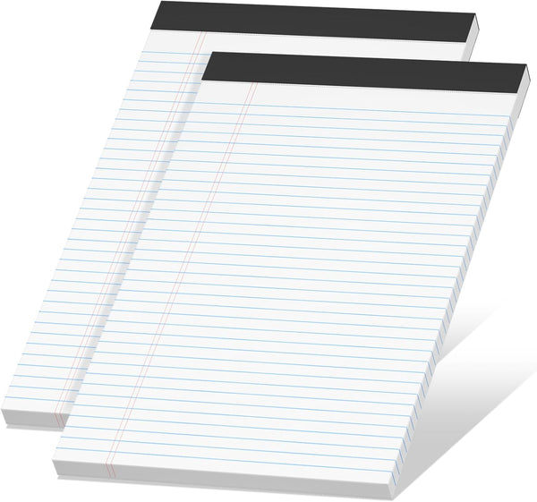 Legal Pads 8.5 x 11 inch Notepad, 2 Pack White Note Pads, 30 Sheets Per Writing Pad, College Ruled for School, Home,