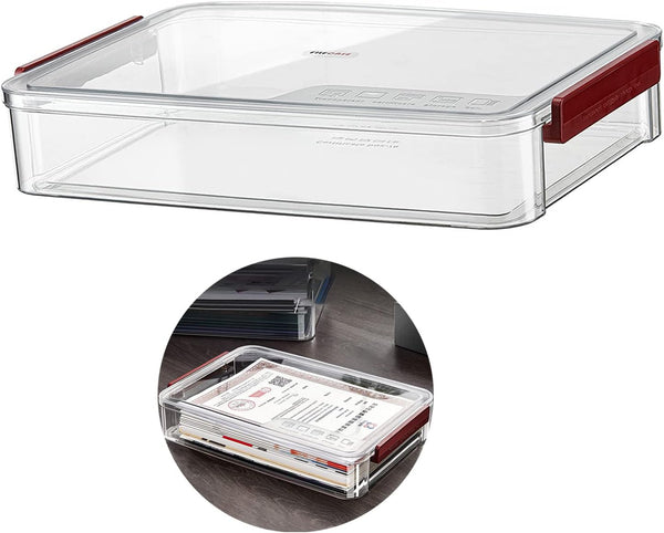 Clear File Storage Box with Lids, A4 Storage Box for 8"x11" Paper, Stackable Magazine File A4 Paper Project Case Bins,