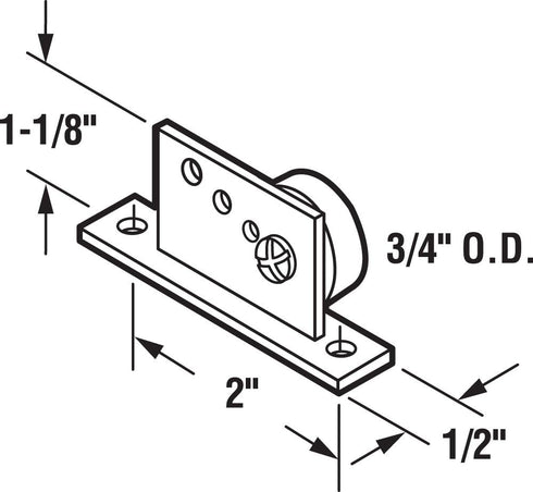 Prime-Line M 6035 Tub Enclosure Roller and Bracket Assembly, 3/4 In., Flat Edge Nylon Tire, Steel Ball Bearings, Extruded Aluminum Bracket (2 Pack) by PRIME-LINE