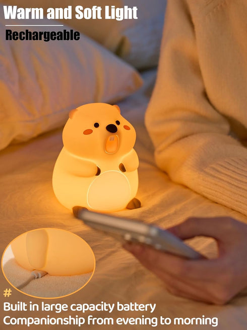 KidoYean 3 Dimmable Cute Groundhog Night Light, Squishy Groundhog Novelty Animal Lamp, Level Nursery Nightlight