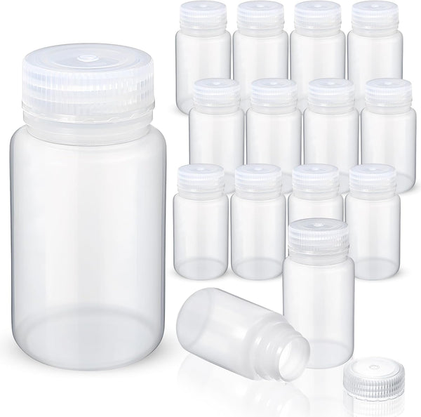 Zhehao 30 Pcs 4 oz Polypropylene Wide Mouth Reagent Bottle, Small Water Bottle with Lid, Empty Sealed Leakproof HDPE