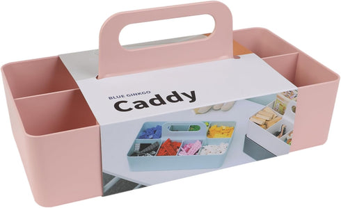 BLUE GINKGO Stackable Plastic Caddy Organizer with Handle - Multipurpose Desk, Makeup, Dorm, Classroom Art Caddy - Pink