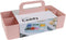 BLUE GINKGO Stackable Plastic Caddy Organizer with Handle - Multipurpose Desk, Makeup, Dorm, Classroom Art Caddy - Pink