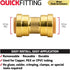 QuickFitting 1/2 Inch Push to Connect Coupling, Patented Design for Superior Sealing, 5-Pack Brass Fittings