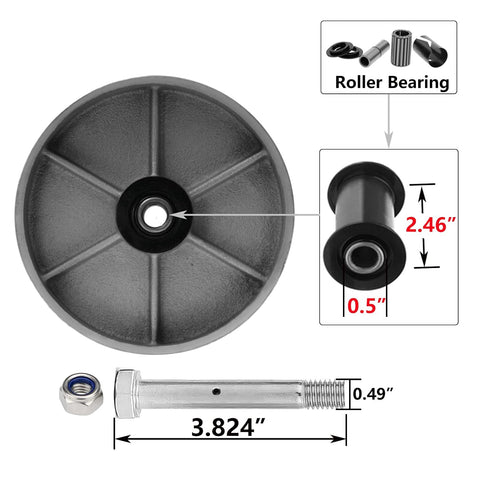 Heavy Duty Caster Steel Cast Iron Wheel, Rigid Caster 1250 LB Capacity, 6 Inch