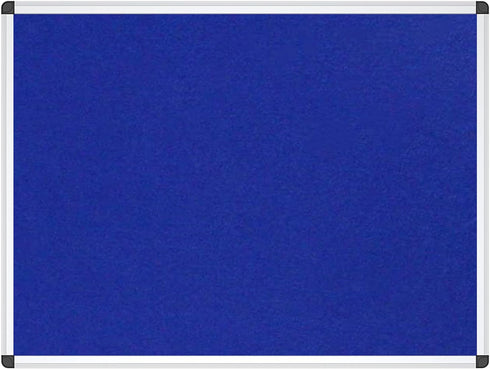 VIZ-PRO Felt Notice Board Blue, 36 X 24 Inches with Silver Aluminium Frame