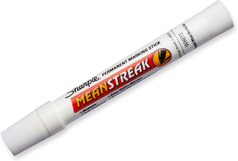 Sharpie Mean Streak Permanent Marking Stick, Bullet Tip, White, Box of 12
