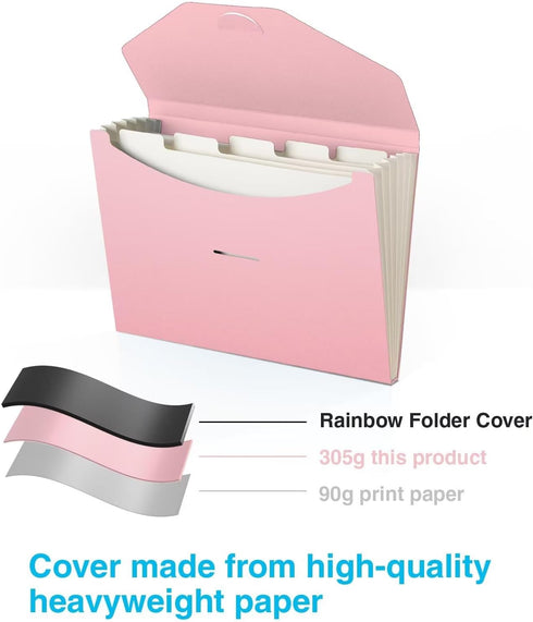 Blue Lake ECOLIFE Expanding File Folder, Pink 6 Pocket Accordion Organizer, ECO Friendly