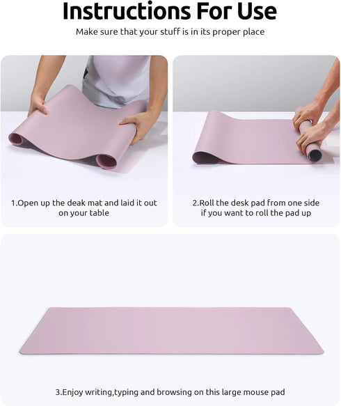 YSAGi Leather Desk Pad Protector, Large Mouse Pad, Non-Slip PU Blotter for Office Home (Grayish Lavender, 23.6" x 13.8")
