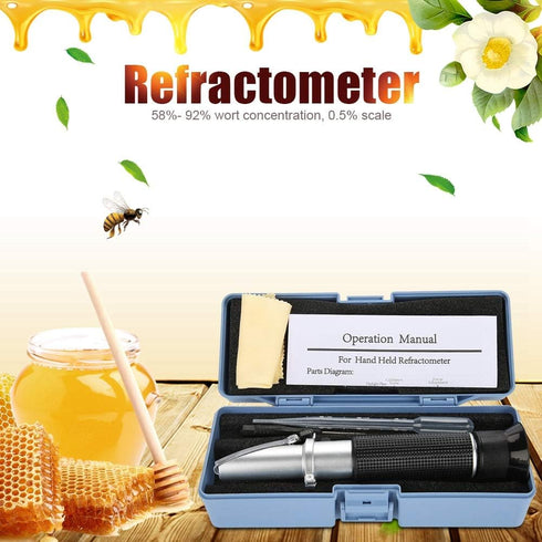 58 92% Refractometer with ATC,Refractometer to Wort Specific Gravity Beer Fruit Juicer Wine Sugar Test Hydrometer