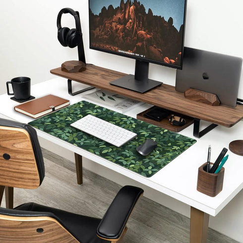 Cute Cat Mouse Desk Pad - Kawaii Green Desk Mat, Large Gaming Mouse Pad for Computer Office, Non-Slip Base, Stitched