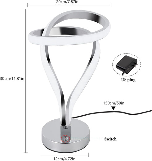 11.8inch-Unique 7 10W OUKANING LED Spiral Table Lamp, RGB Bedside Lamp, Colors Touch Changing Color Nightstand Lamp