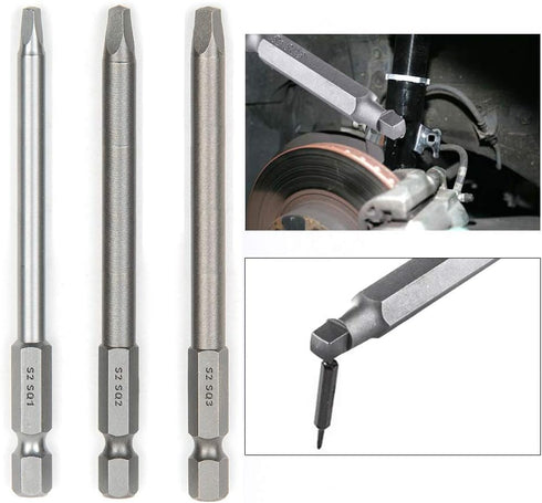 9pcs (3 Sets) 1/4 Inch Hex Shank Magnetic Square Head Screwdriver Bits Set for Electric Screw Driver Kit