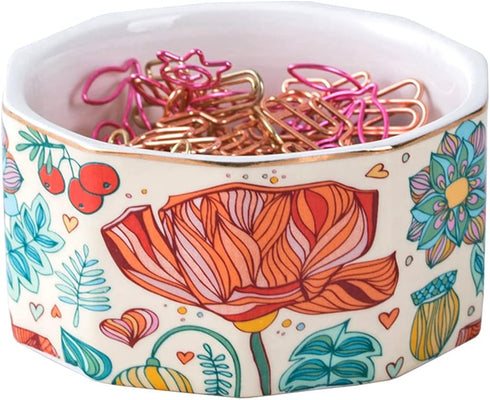Ceramic Paper Clip Holder - Paper Clip Dispenser Organizer for Desk, Cute Office Binder Clip Holder, Bobby Pin Holder