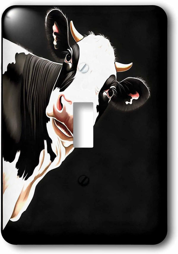 3dRose Black And White Dairy Cow Painting single toggle switch