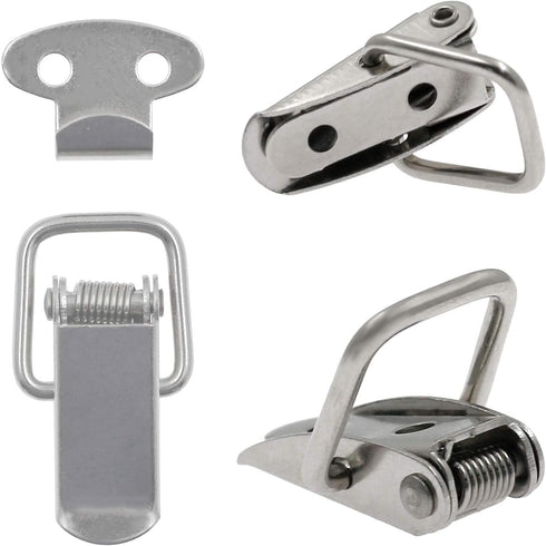 Zorfeter Small Stainless Steel Spring Loaded Toggle Lock Clasp Buckle Latch, Pack of 10 with Mounting Screws