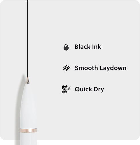 U Brands Monterey Ballpoint Pens Set of 4, Black and White with Rose Gold Details, Bold Point