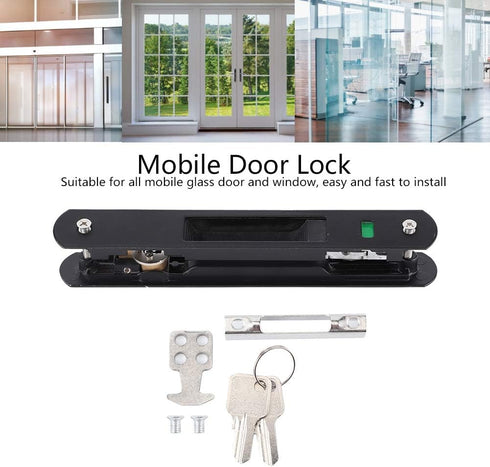Sliding Door Handle Sliding Glass Door Handle Set, Simple Style Mobile Door Double Sided Lock Catch Sliding Veranda Patio Door Handle Set Locks for Sliding Windows