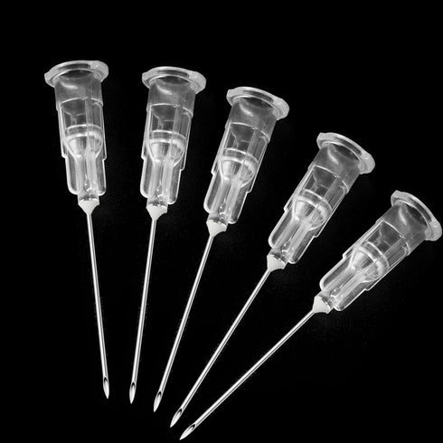 100 Pack 22Ga 1Inch/25mm Disposable Lab Needle Accessories with Cap, Individually Sealed Wrapped