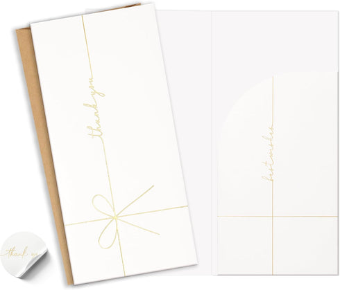 Elegant Ribbon-Style Money Cards with Envelopes Set - 20 Cards with Gold
