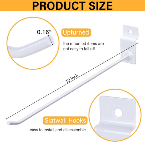 Moxweyeni 100 Pack Slatwall Hooks, Slatwall Accessories for Retail Garage Organization, White (9.8 Inch)