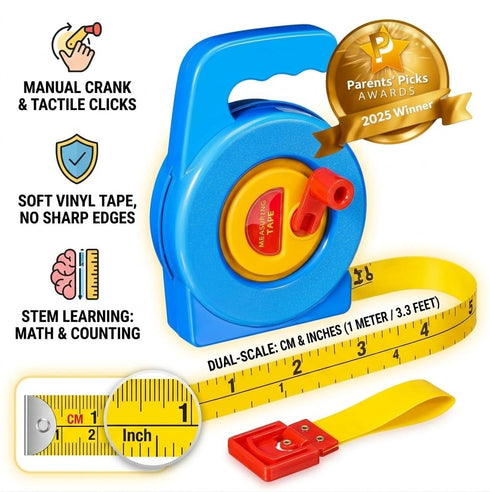 3 Feet./1M Counting Measuring Tape Retractable Soft Tape Measure Long Dual-Scale for Kids-Retractable Measuring Toy