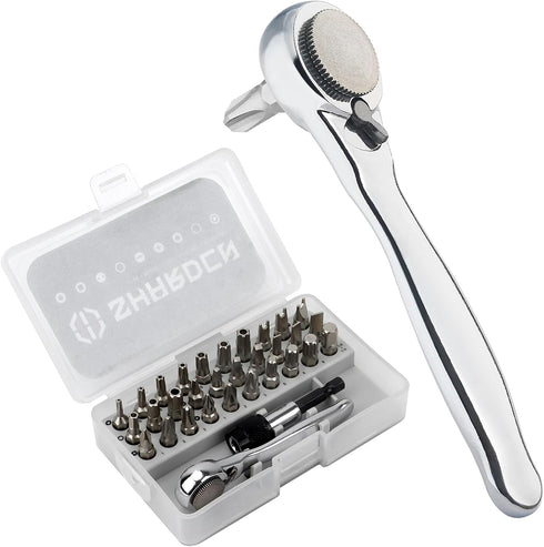 SHARDEN 32 in 1 Ratchet Screwdriver Bit Set - High Torque Driver Handle, Socket Adapter, Extension