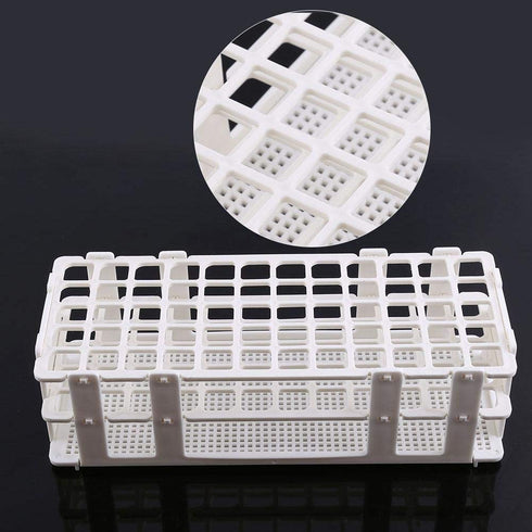 Plastic Test Tube Rack, Detachable Holder Storage Stand, Holds 60 for 16mm Dia. Tubes, White