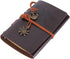 EvZ Leather Writing Journal Notebook, 7 Inches Vintage Nautical Spiral Notepad, Unlined Paper, Coffee