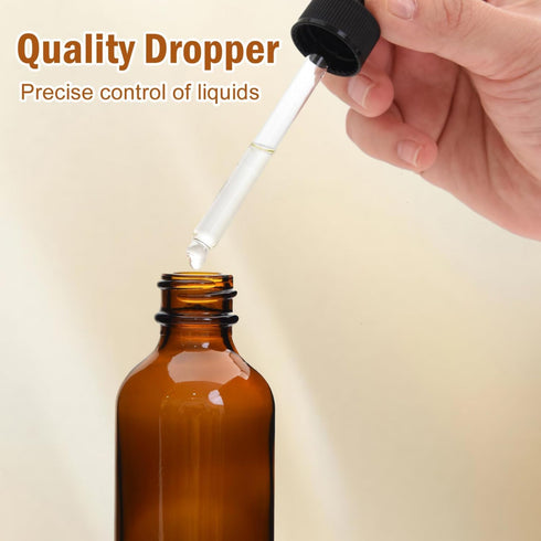 June Fox 2oz Glass Dropper Bottle, 40 Pack Amber Bottles with Glass Droppers for Essential Oils