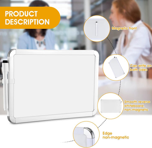 Sherr 4 Pcs Dry Erase Board, 7" x 11" Small Wall Board for Kids, Student with Black Marker, Mini Office Board