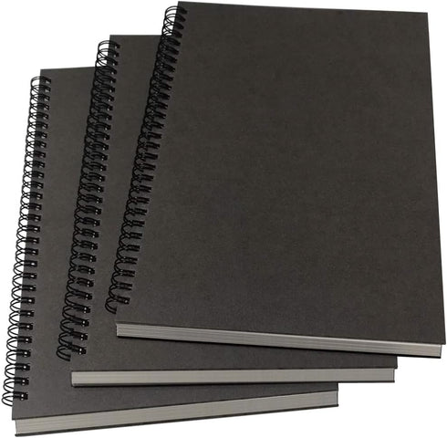 B5 Spiral Notebook/Journal - Unruled, 100gsm Thick Blank Paper, 65 Sheets (130 Pages), 3-Pack, 10.5" x 7.2", Gray