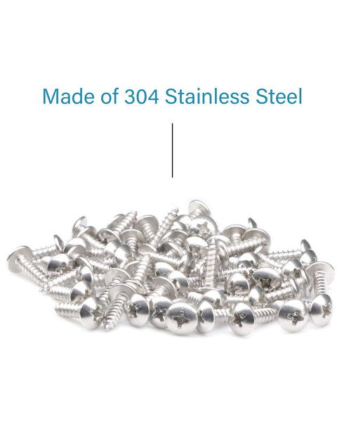 100Pcs Heavy Duty #6 x 1/2"(12mm) Phillips Wood Screws - 18-8 (304) Stainless Steel