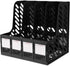 SAYEEC 4 Compartment File Holder, Plastic Magazine Organizer with Blank Labels for A5 Notebook Storage