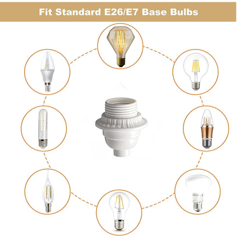 Socket,3 Pack E26 E27 Phenolic Medium Base Light TWDRTDD White Period Style Edison Retro Pendant Lamp Holder