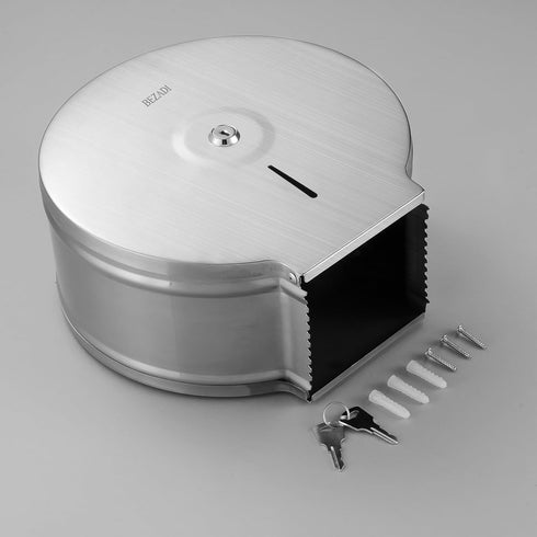 9 Inch Toilet Paper Towel Dispenser Wall Mount, Jumbo Roll Toilet Tissue Dispenser, Paper Key Lock Stainless Steel