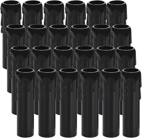Skelang 24 Pcs 4" Tall Candle Socket Covers, Black Candle Covers Sleeves Fit
