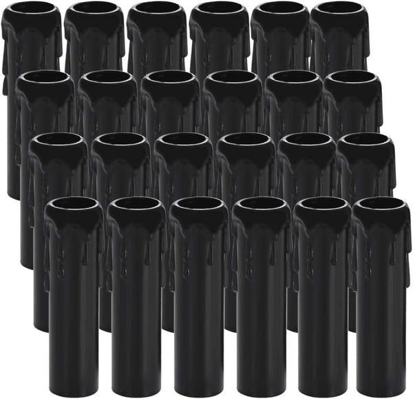 Skelang 24 Pcs 4" Tall Candle Socket Covers, Black Candle Covers Sleeves Fit