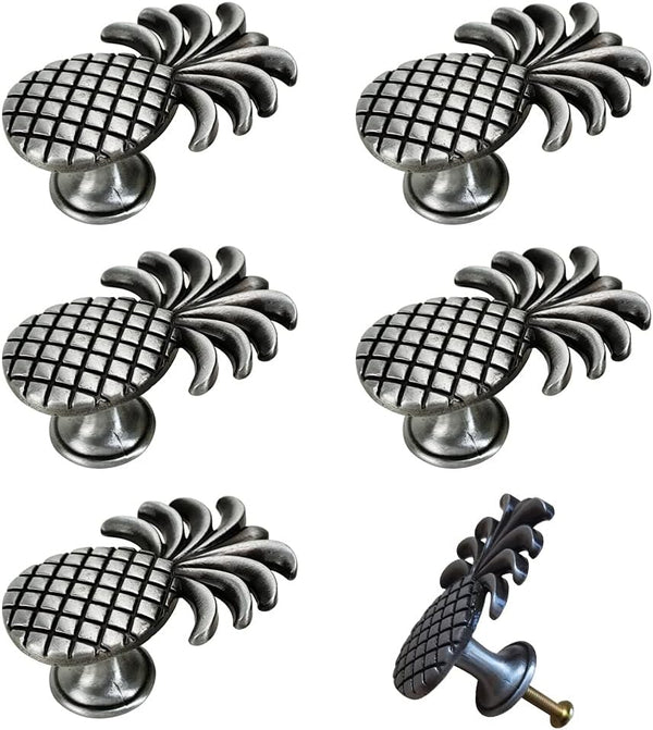 RRRuo Pineapple Cabinet Knobs, Zinc Alloy Pulls for Drawers, 6 Pieces (Antique Pewter)