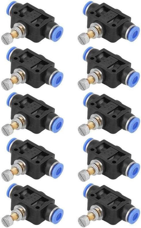 10 Pcs/Set Pneumatic Flow Speed Valve, Push In Speed Controller 6mm Air Flow Control Valve Connector