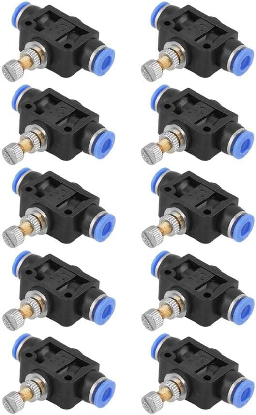 10 Pcs/Set Pneumatic Flow Speed Valve, Push In Speed Controller 6mm Air Flow Control Valve Connector
