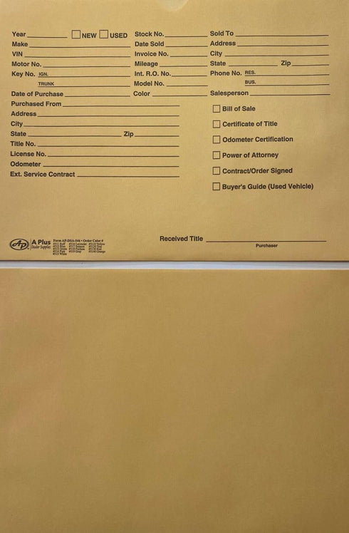 Vehicle Printed Dealer Jackets #511 DSA-546 Buff, 100 Quantity (P*)