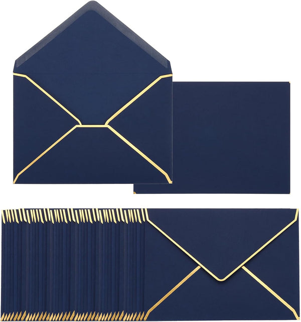PATIKIL 200 Pack 5 x 7 Christmas Envelopes A7 Cards V Flap with Gold Border for Office, Wedding, Gift Cards,